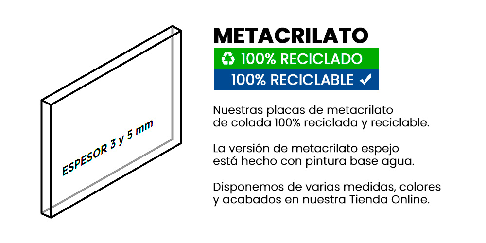 Plancha de Metacrilato Reciclado fluorescente colores